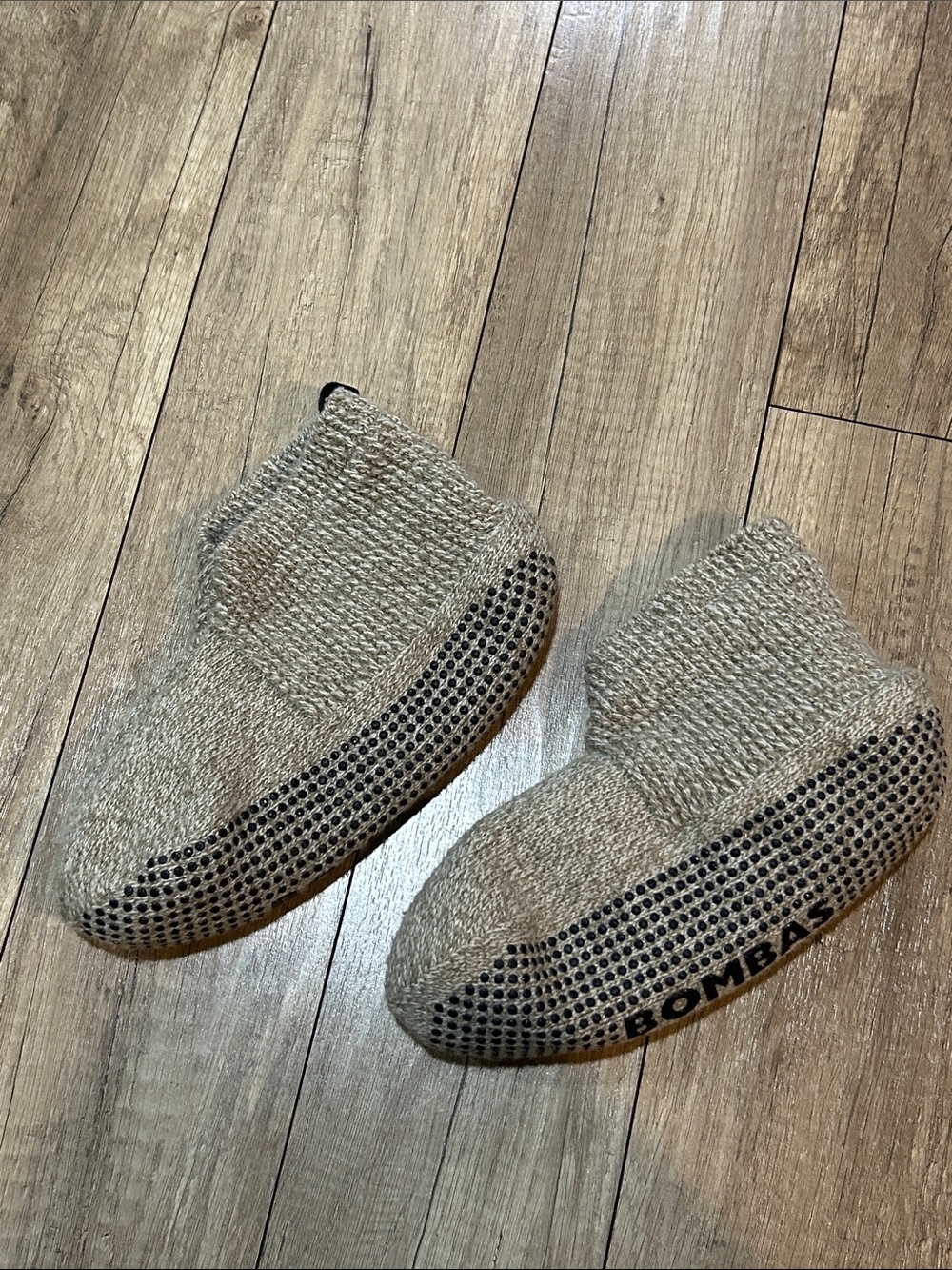 Bombas Slip-On Slipper Socks in Heather Taupe